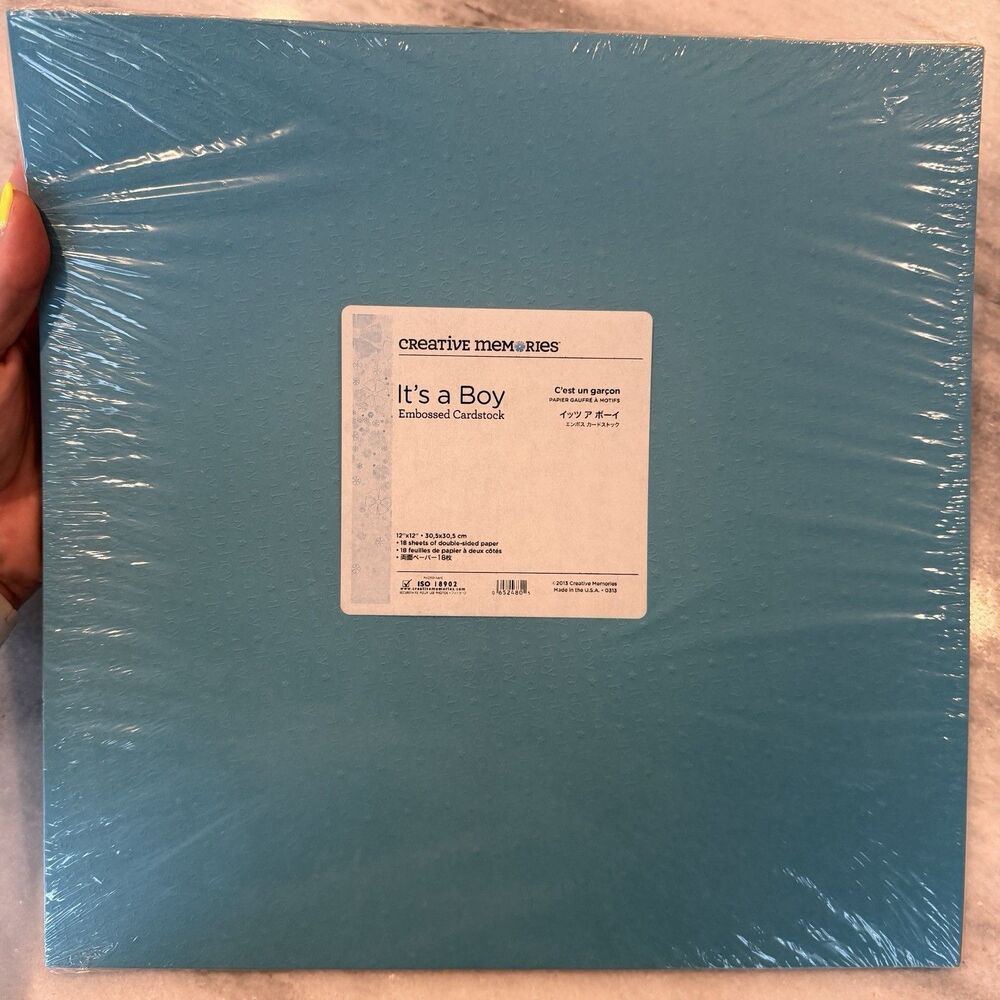 Creative Memories IT'S A BOY 12x12 Embossed Cardstrock Paper Pack
